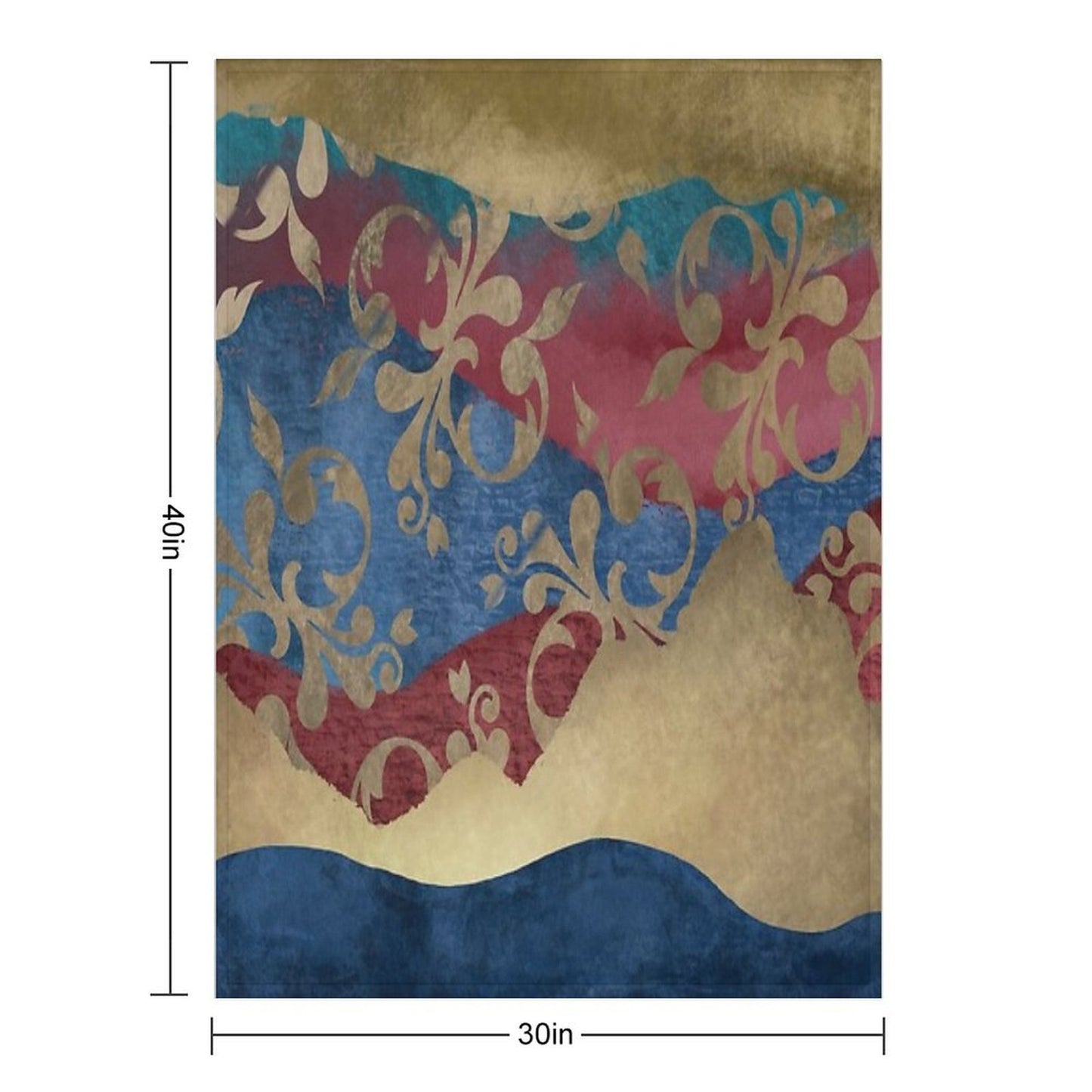 Gold Blue And Red Layered Pattern Art Versatility Throw Blanket