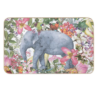 Elephant in Flower Jungle Botanical Garden  Slip-Resistant Bath Mat