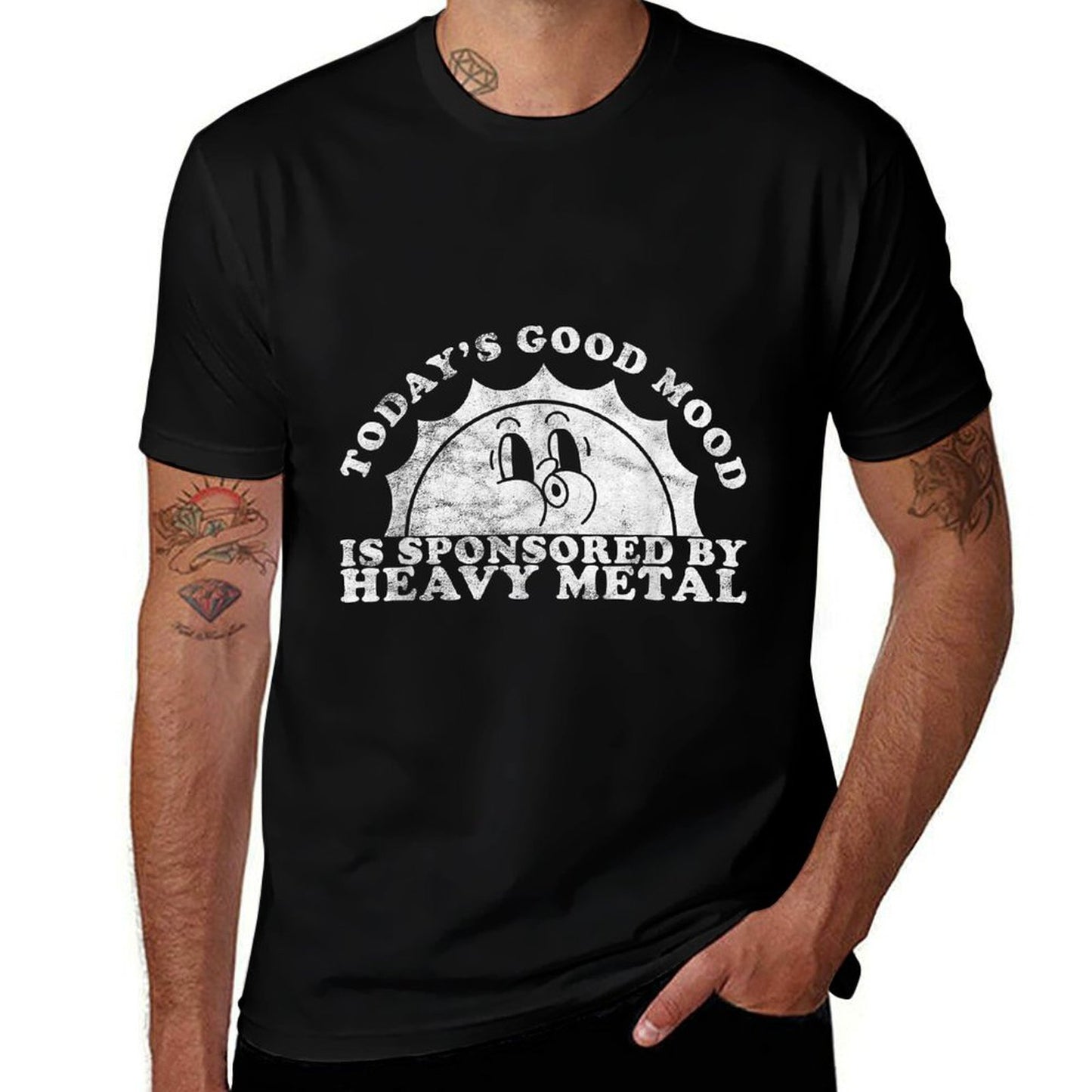 Funny Cute Vintage Retro Heavy Metal Or Heavy Metal Rolled Sleeves T-Shirt