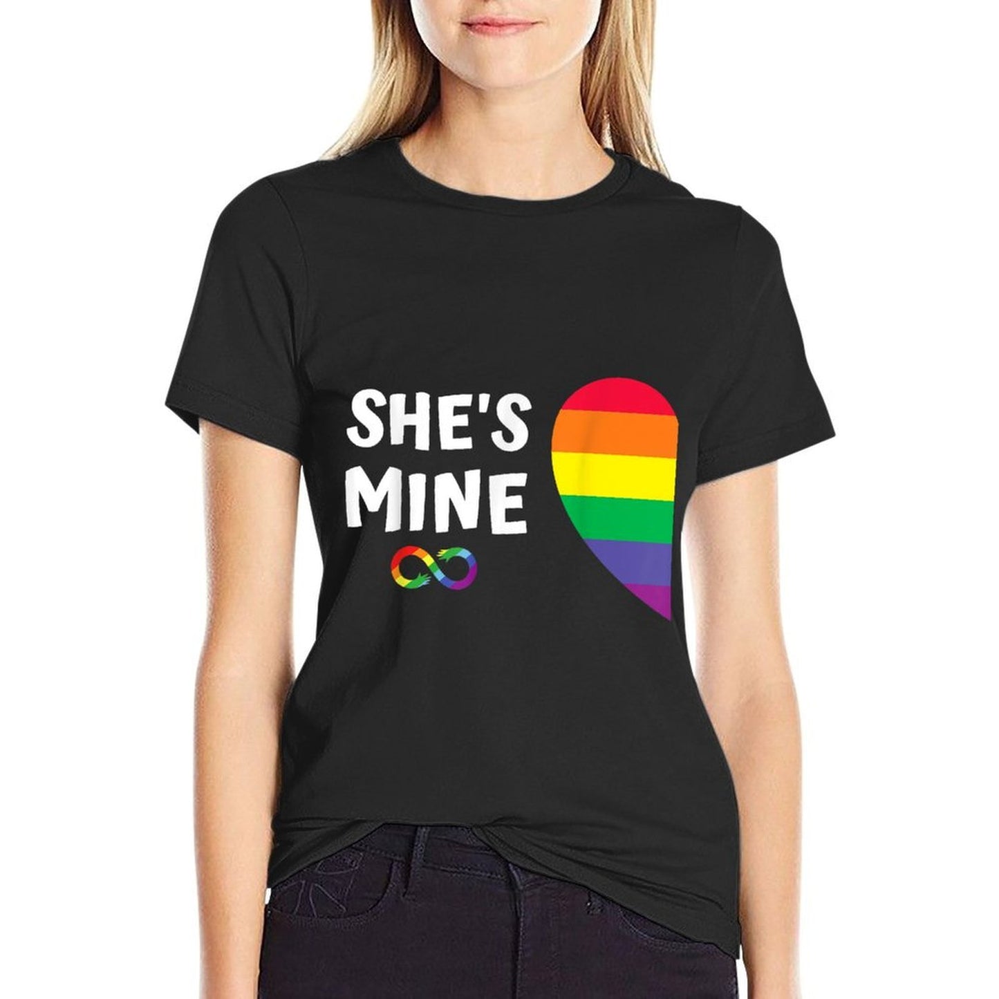 Im Hers Shes Mine Matching for Pride Lesbian Couples LGBTQ  Tagless Design T-Shirt
