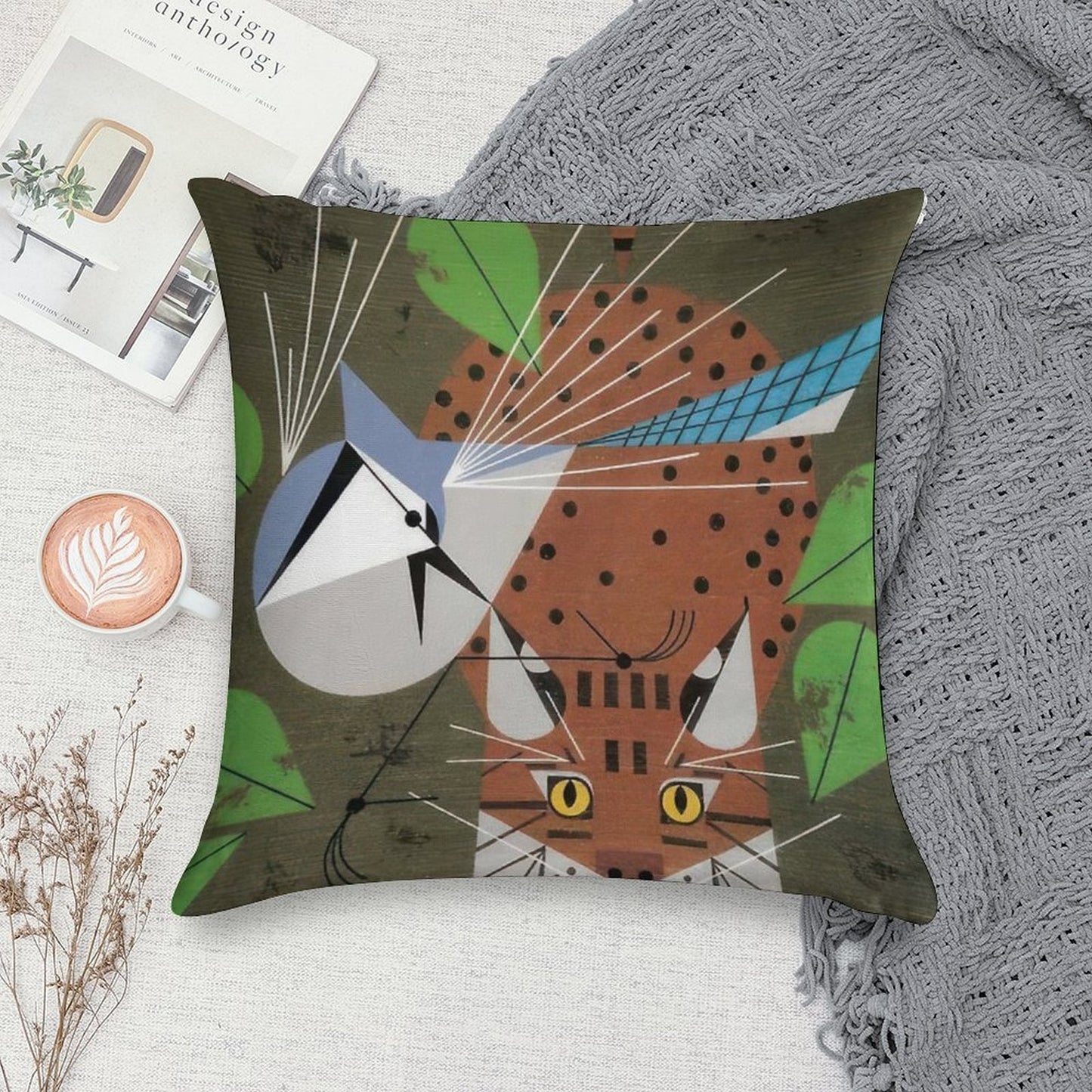 Charley Harper Style Soft Skin-Friendly Throw Pillow
