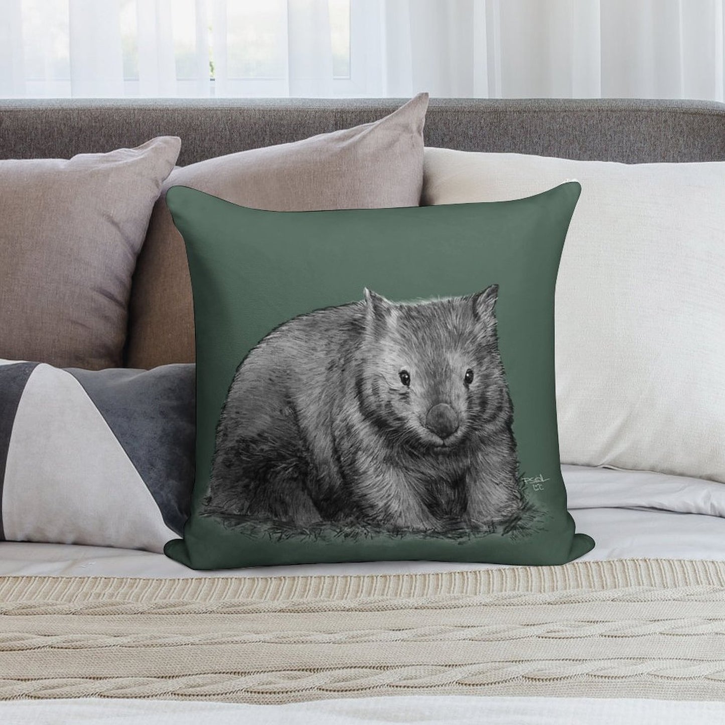 Wombat Soft Hidden Zipper Throw Pillow