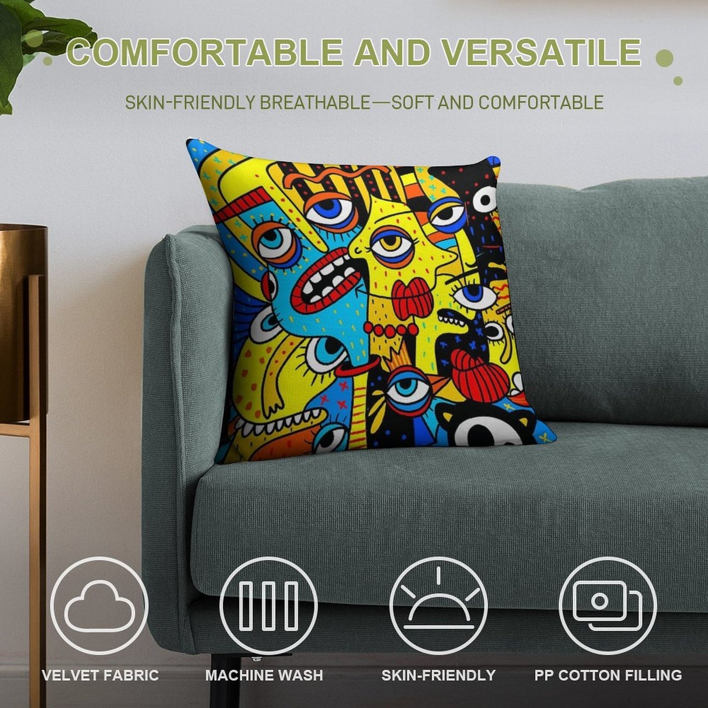 Social Distancing Soft Ultra-Soft Texture Throw Pillow