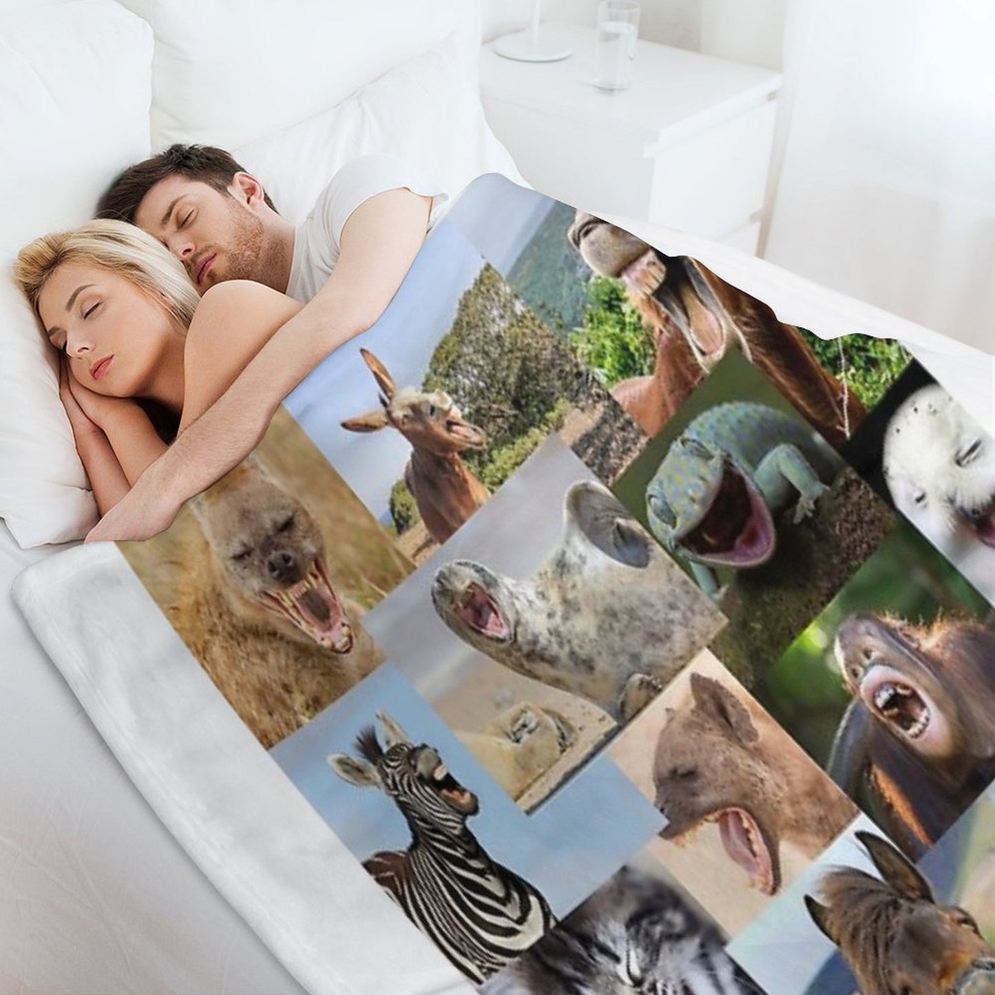 Just Laugh (animals) Wrinkle-free Throw Blanket