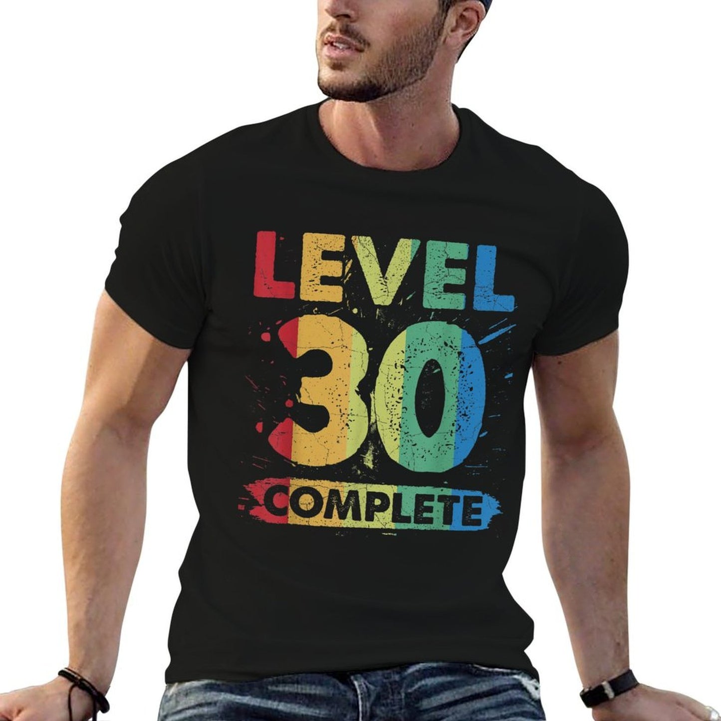 Level 30 Complete 30th Birthday  Heathered Texture T-Shirt