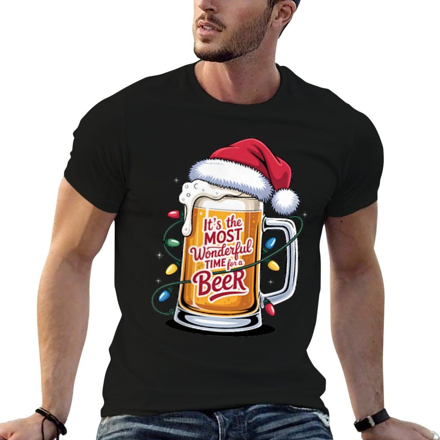 Its The Most Wonderful Time for A Beer Christmas Cheer  Wrinkle-resistant T-Shirt