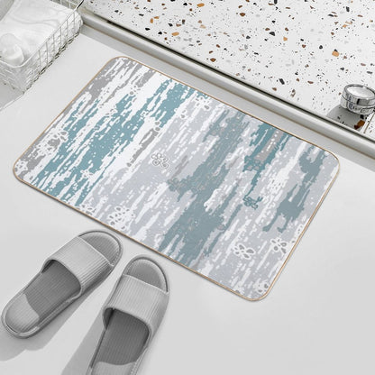 Blue Grey Abstract. Line. Minimal. Stripes. Grey. Blue. White.  Non-Slip Bath Mat