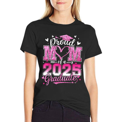 Graduation 2025 Proud Mom Of 2025 Graduate Floral Women  Slim-fit Cut T-Shirt