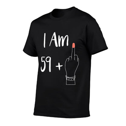 Womens I Am 59 Plus 1 Middle Finger For A 60th Women 60 Years Old  Cotton T-Shirt