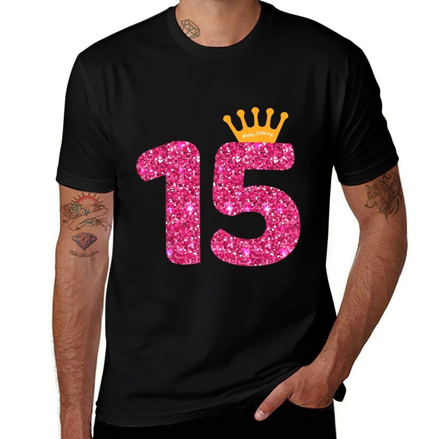 Happy Birthday, Girls 15th Party 15 Years Old Bday  Ribbed Collar T-Shirt