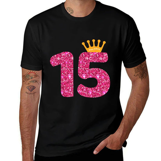 Happy Birthday, Girls 15th Party 15 Years Old Bday  Ribbed Collar T-Shirt