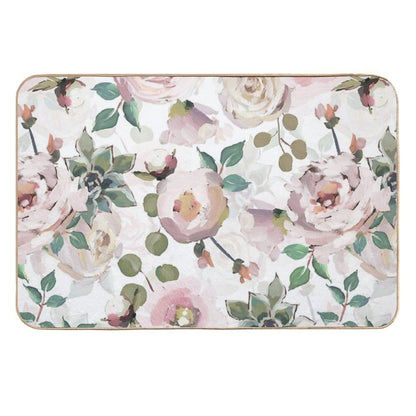 White  BlushVan Gogh Roses Botanical Garden Pattern Durable Bath Mat