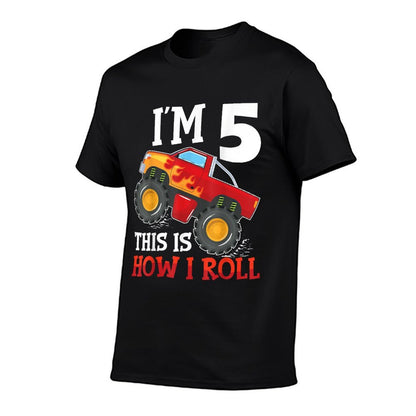 Five 5yr 5th Birthday Monster Truck Boy 5 Years Old  Breathable T-Shirt