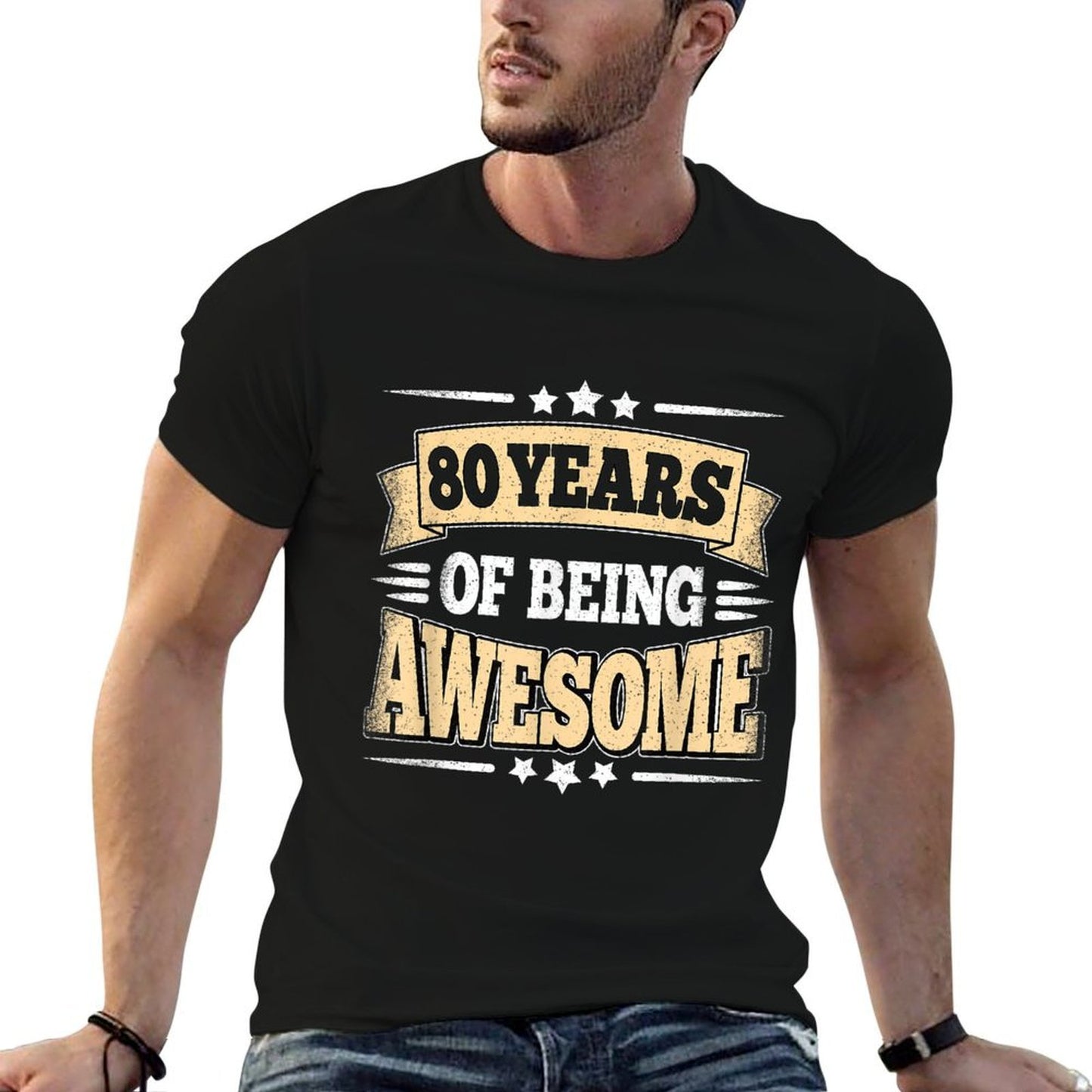 80 Years Of Being Awesome 80 Years Old 80th Birthday Vintage  Summer-ready Fabric T-Shirt