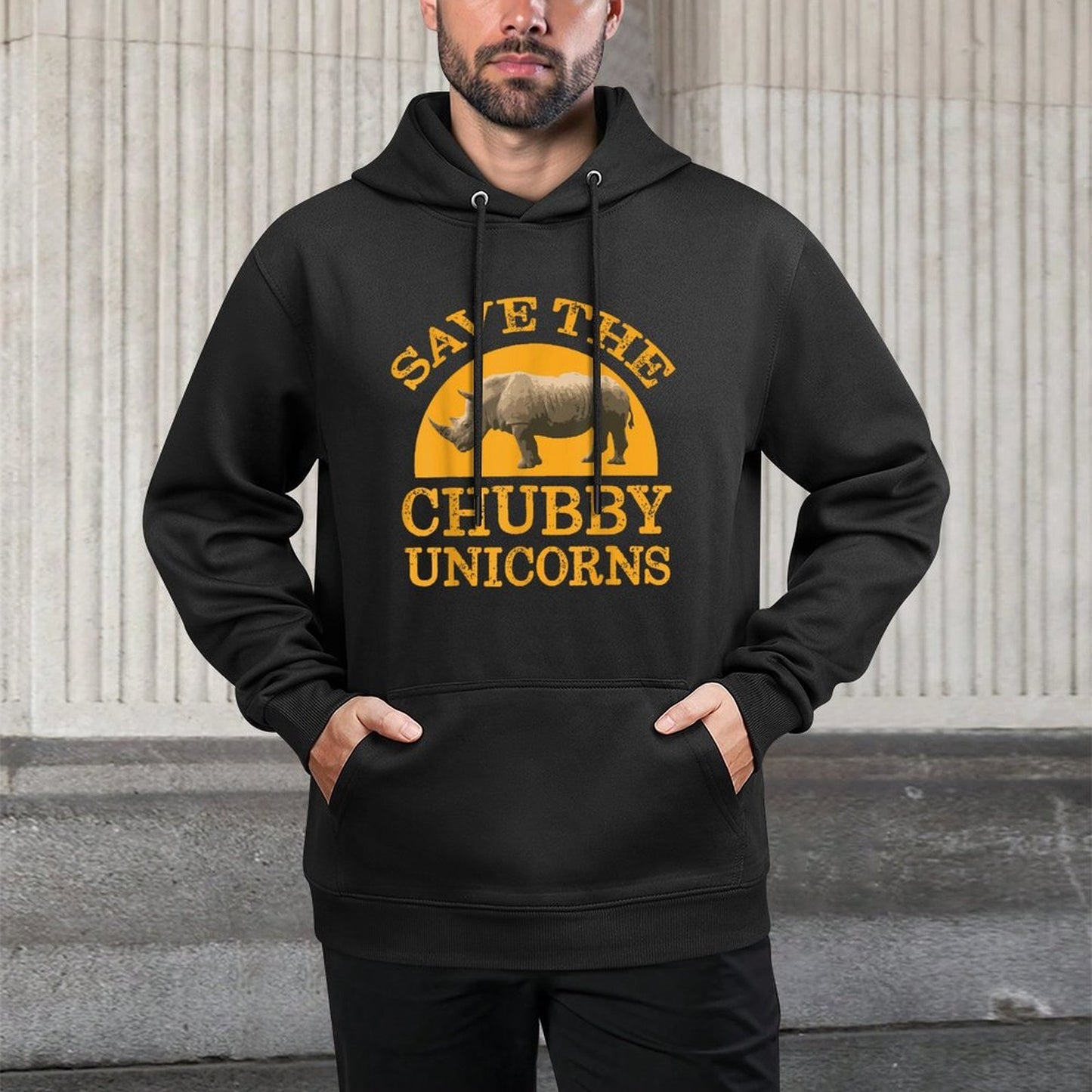 Save The Chubby Unicorns Rhino Endangered Awareness Tshirt Easy Care Hoodie