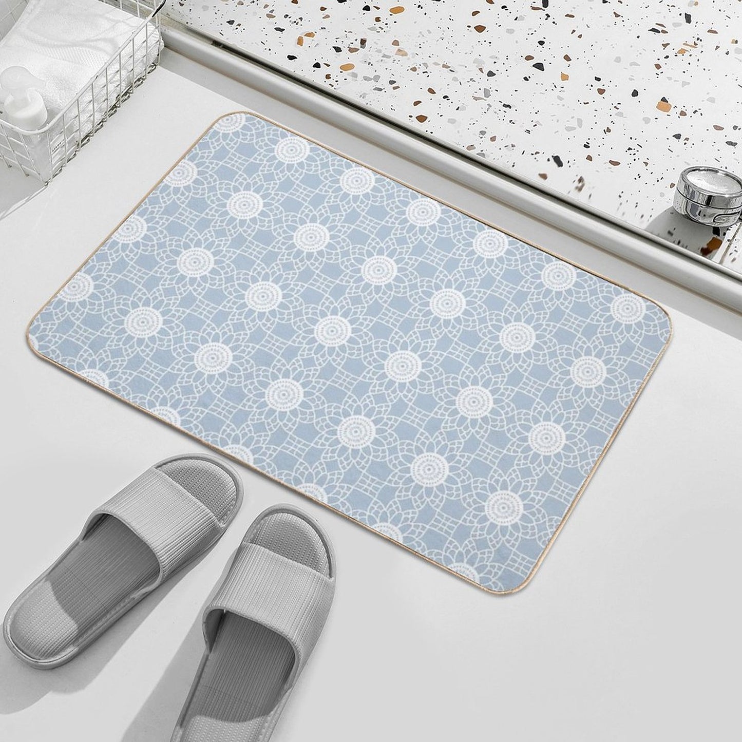 Doily - Grey Blue Durable Bath Mat