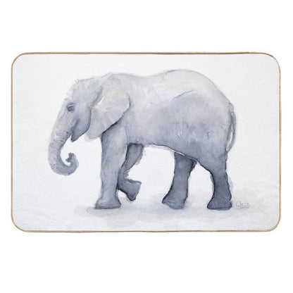 Elephant Watercolor  Rapid-Drying Bath Mat