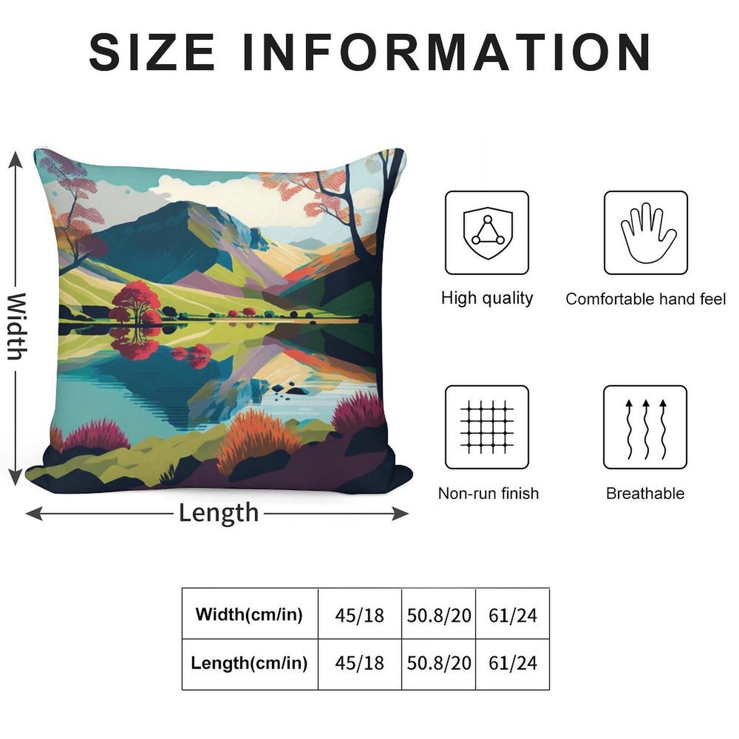 Vibrant Landscape of The Lake District Soft Anti-Pilling Throw Pillow