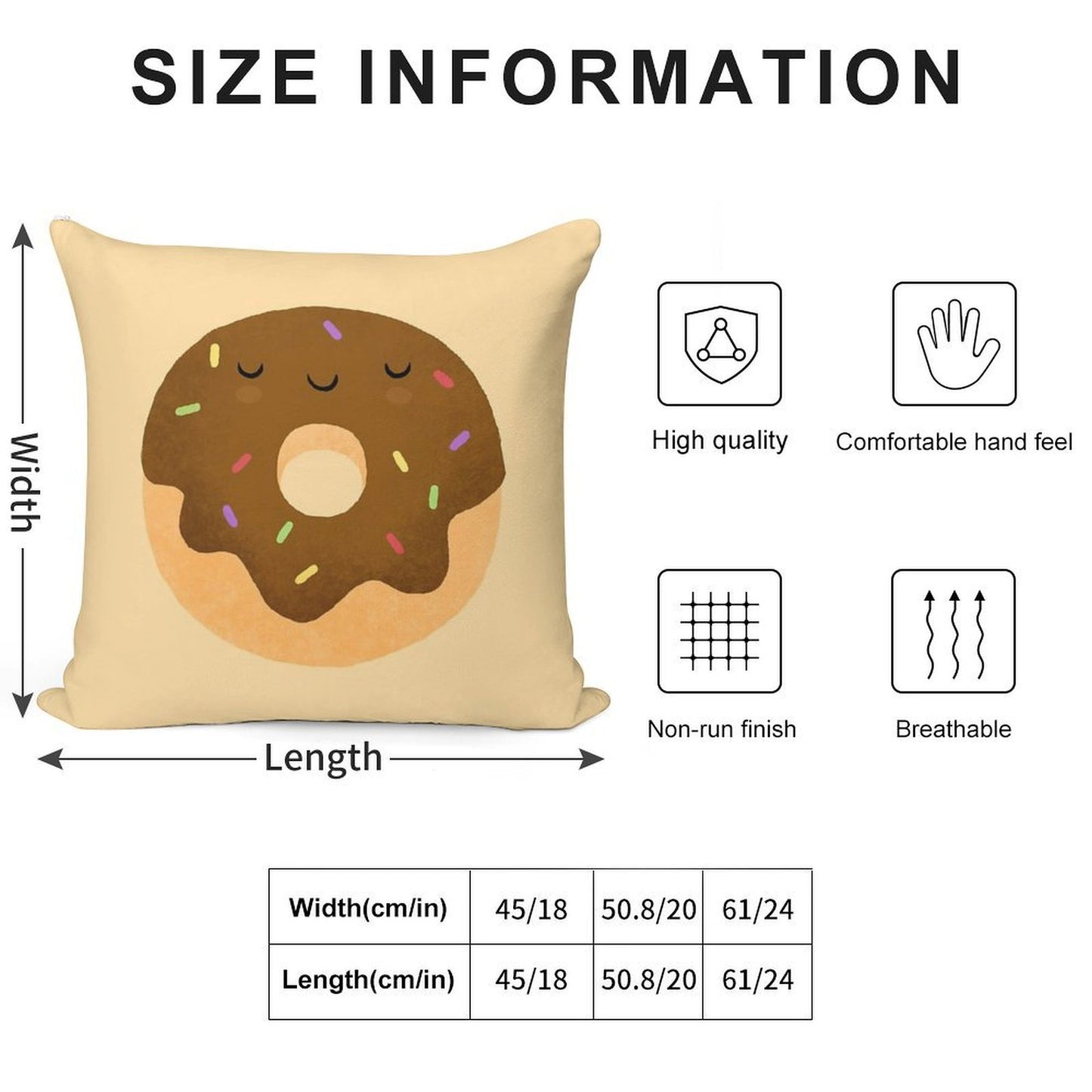 Sleepy Chocolate Donut Soft Ultra-Soft Texture Throw Pillow
