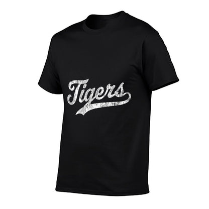 Tigers Mascot T Vintage Sports Name Design Ribbed Collar T-Shirt