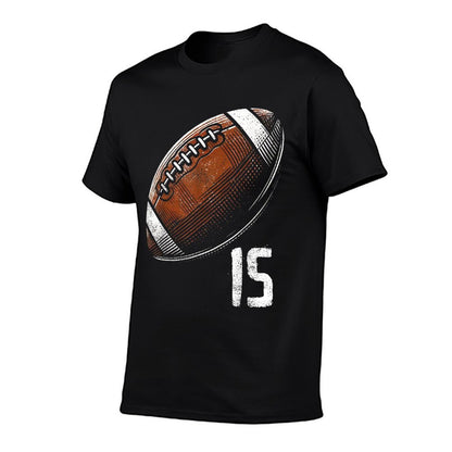 Football Jersey Number 15 Vintage 15th Birthday 15 Years Old  Cotton T-Shirt