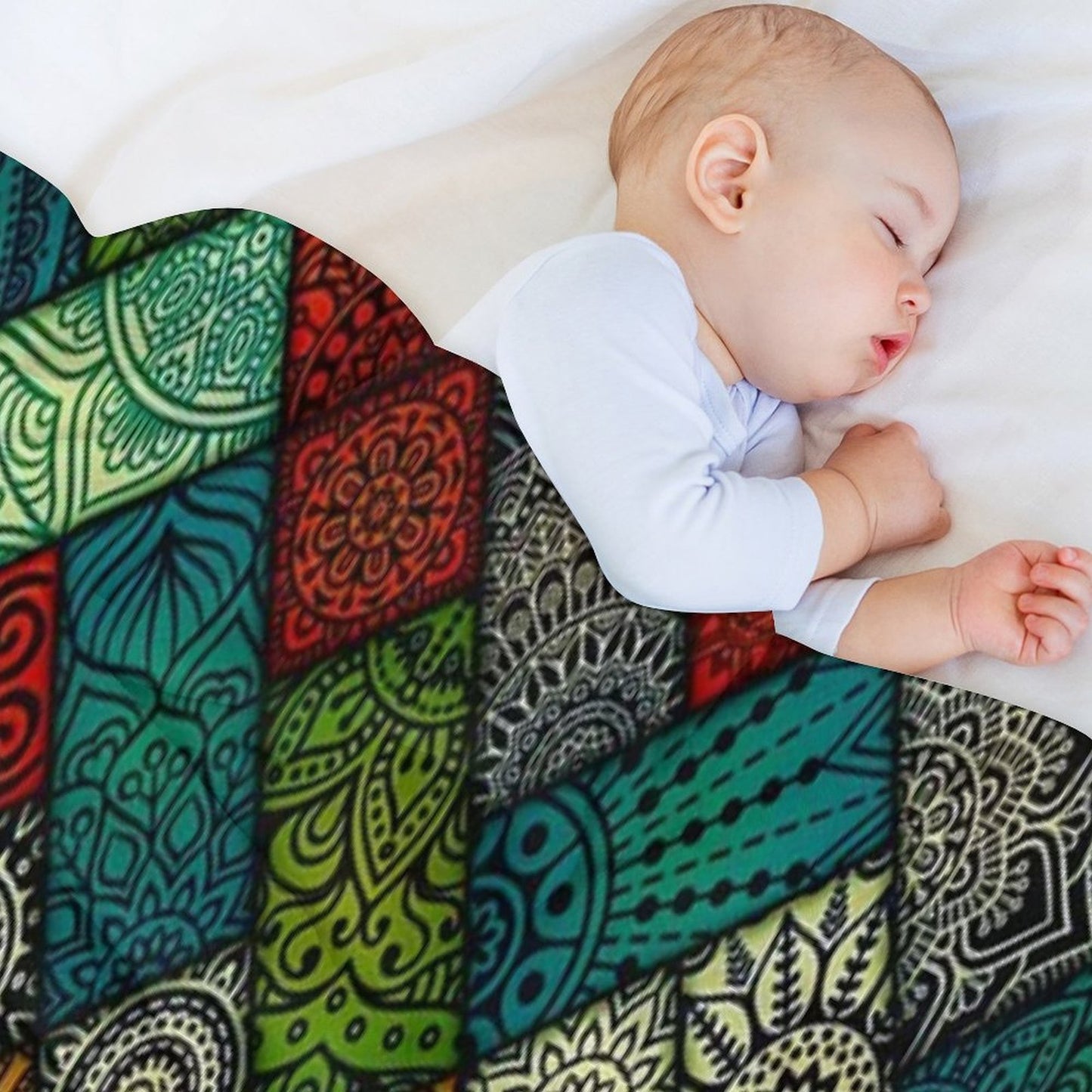 Colourful Geometric Floral Pattern Durable Throw Blanket