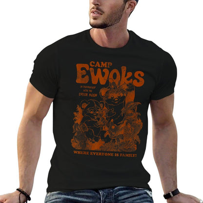 Star Wars Camp Ewoks Wicket Kneesaa Vintage Style Distressed  Summer-ready Fabric T-Shirt
