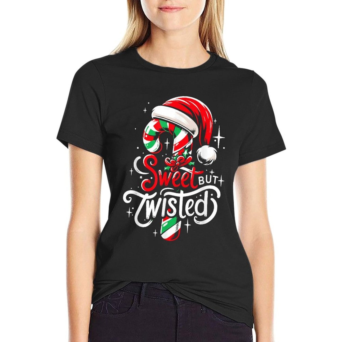 Sweet But Twisted Funny Christmas Candy Cane Xmas Holiday  Moisture-wicking T-Shirt