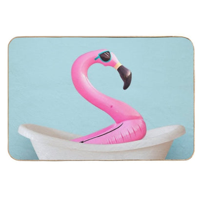 Playing Flamingo in Bathtub  Multi-Purpose Bath Mat