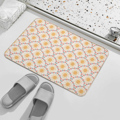 Smiling Sun & Daisies - Retro  Toxin-Free Bath Mat