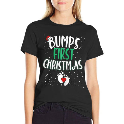Womens Bumps First Christmas T-shirt For Mothers To Be  Oversized Silhouette T-Shirt