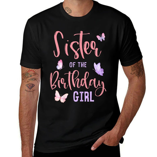 Sister of The Birthday Girl Butterfly Party Matching Family  Relaxed-fit T-Shirt