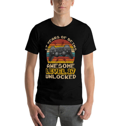 Level 17 Unlocked Funny Video Gamer 17th Birthday  High-quality Stitching T-Shirt