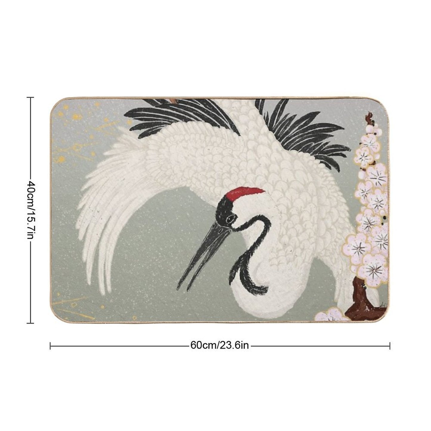 Japanese Crane  Slip-Resistant Bath Mat