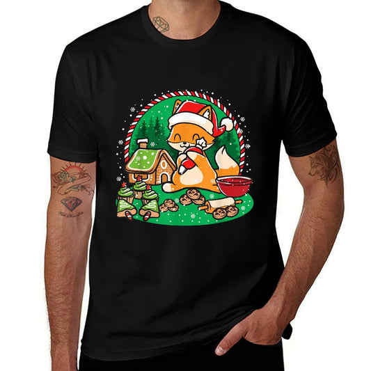 Gingerbread House Xmas Cookie Baking Team Cute Fox Baker  Slim-fit Cut T-Shirt