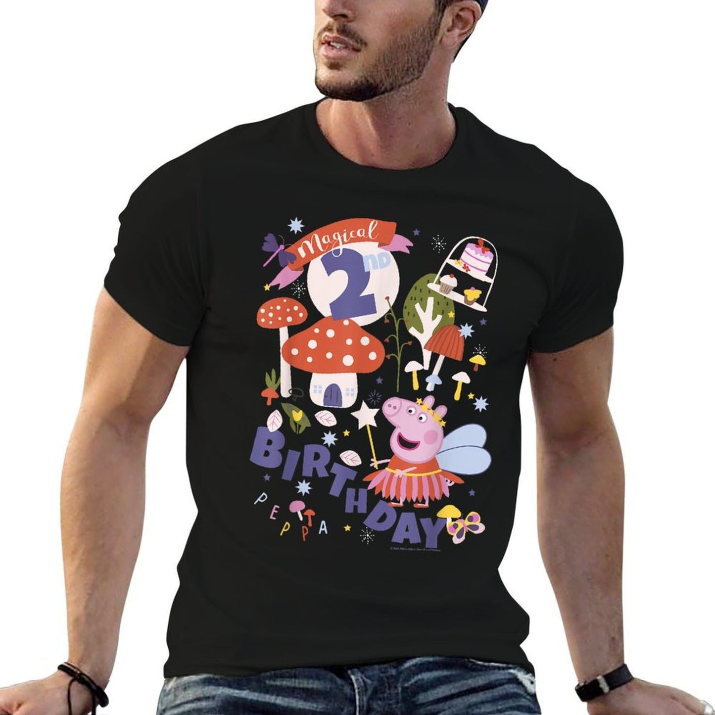 Peppa Pig Magical 2nd Birthday  Rolled Sleeves T-Shirt