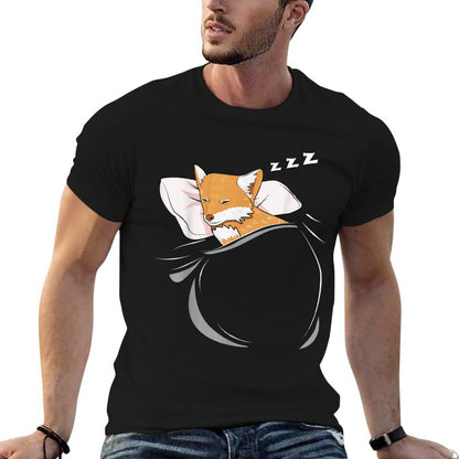 Fox Sleeping Animal Pajamas Nap PJs Outfit Gift Fox  Summer-ready Fabric T-Shirt