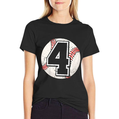 Kids Birthday Boy 4 Four Baseball 4th Birthday Baseball Player  Classic T-Shirt
