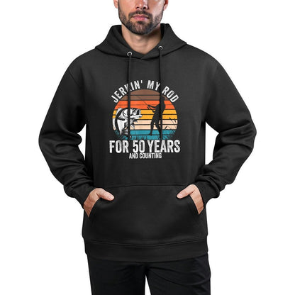 50th Birthday Gift for Fisherman Men Funny Fishing 50 Bday Kangaroo Pocket Hoodie