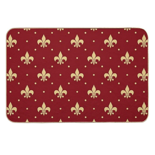 Fleur De Lis Design - Red  Long-Lasting Bath Mat