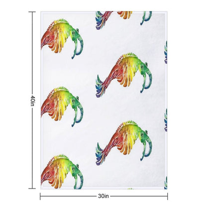 Watercolor Fossil Anomalocaris in Rainbow Machine-washable Throw Blanket