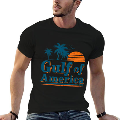 Retro Vintage Gulf Of US America 2025 American Gifts Ribbed Collar T-Shirt