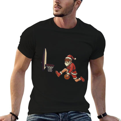 Basketball Christmas Funny Santa Xmas  Cotton T-Shirt