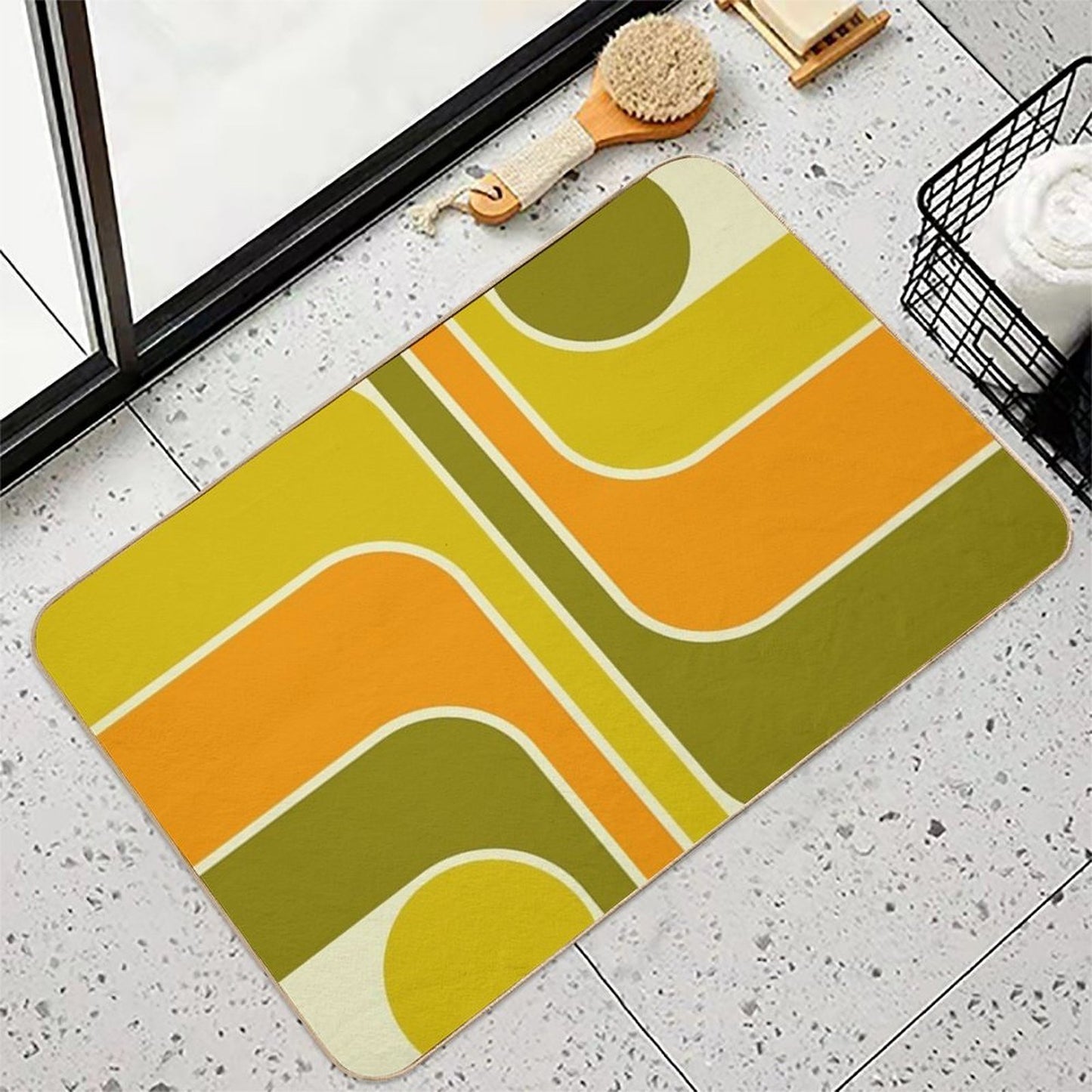 Retro Geometric Design 674  Absorbent Bath Mat