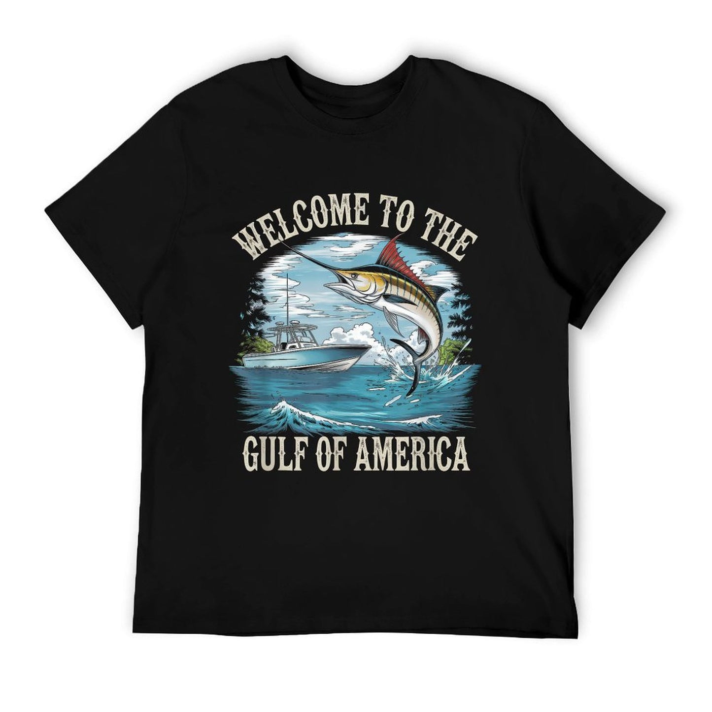 Gulf Of USA America Gift Men Women Flag Beach Slim-fit Cut T-Shirt