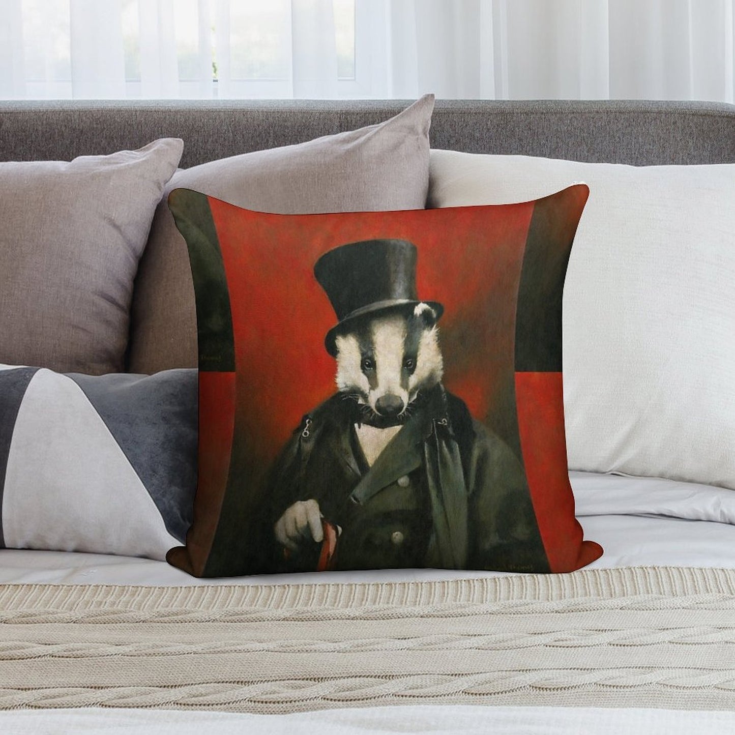 Victorian Mr Badger Soft Reinforced Edging Throw Pillow