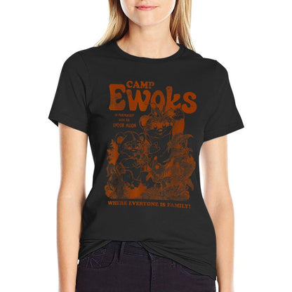 Star Wars Camp Ewoks Wicket Kneesaa Vintage Style Distressed  Summer-ready Fabric T-Shirt