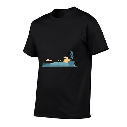 Twilight Scene with Silhouette of A Teacup  Easy-care T-Shirt