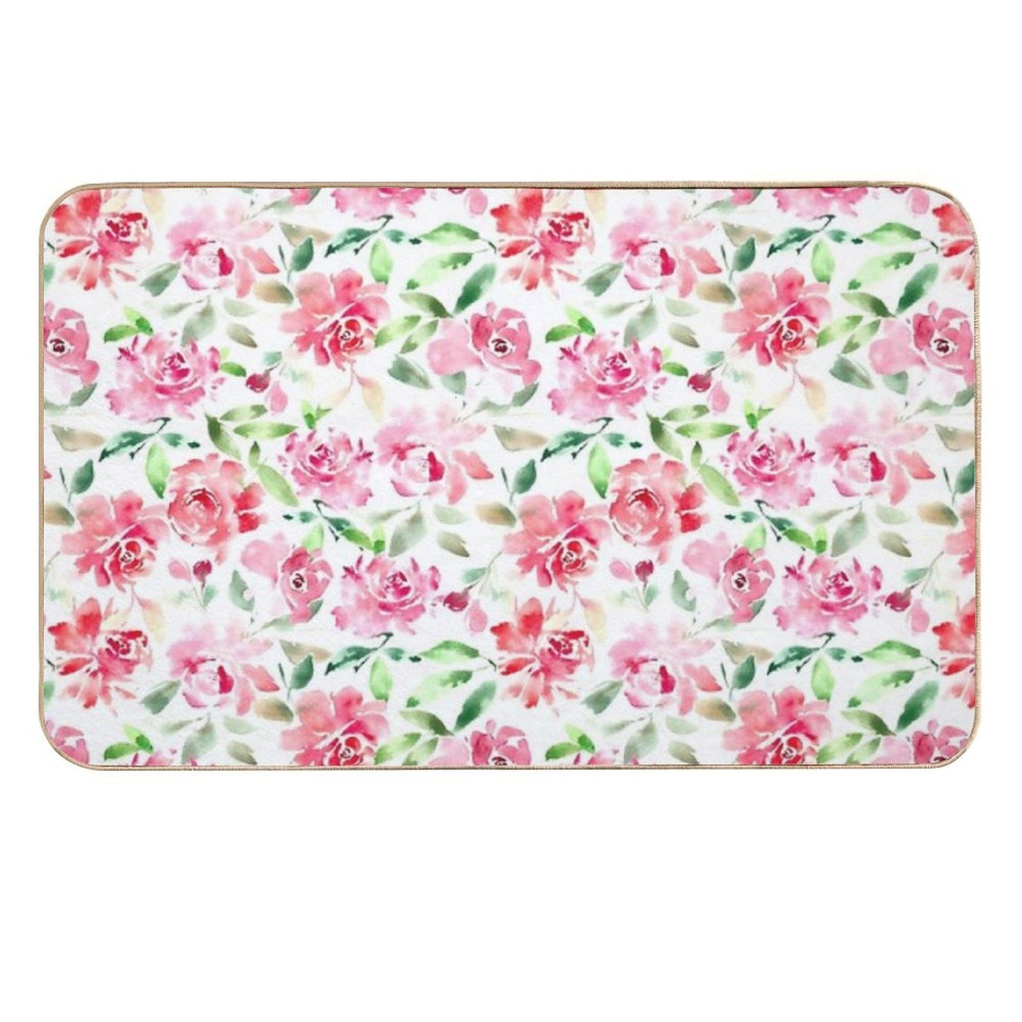 Watercolor Rose  Easy To Clean Bath Mat