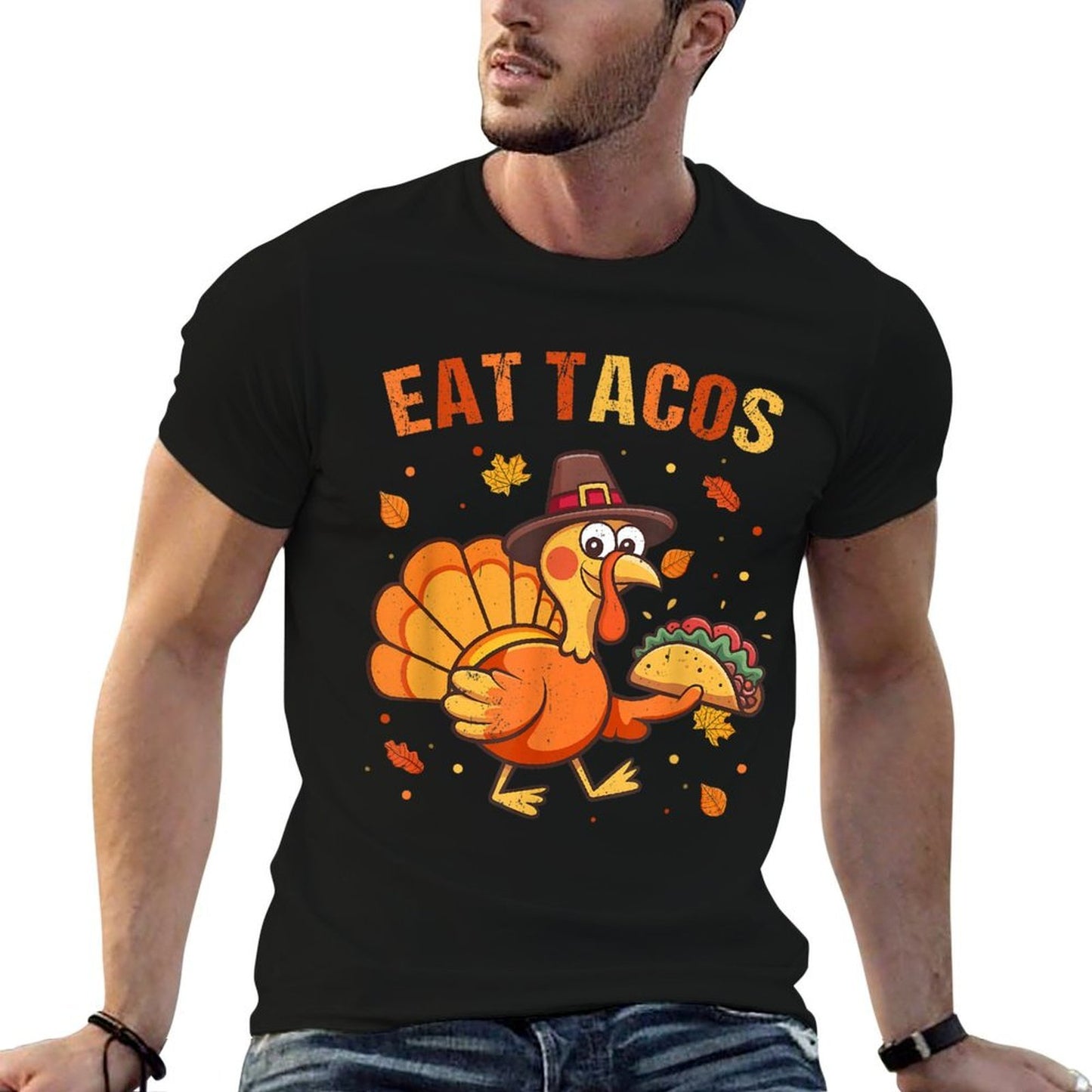 Thanksgiving Funny Mexican Turkey Eats Tacos Christmas  Vintage-inspired T-Shirt
